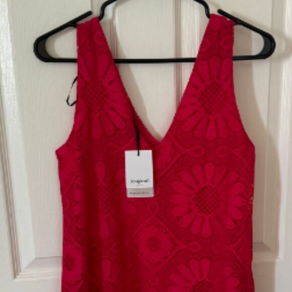 NWT Desigual 1970s Inspired Floral Lace V-Neck Mini Dress - Picture 9 of 14